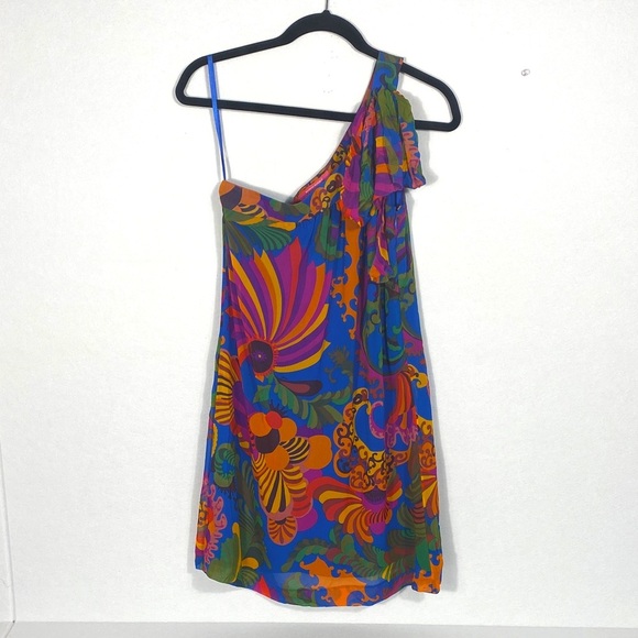 Trina Turk Banana Republic Multicolor One-Shoulder Dress size 4P - Picture 12 of 16